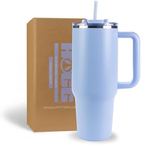 Hogg Big Swig 40oz Tumbler with Handle and Straw - Coastal Breeze, 40 oz Tumbler, Insulated Cup with Handle, 40oz Water Bottle with Straw, Thermal Cups, Leak Proof Lid, Travel Mugs, Stainless Steel