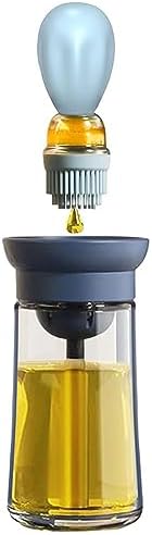 Oil Dispenser with Brush - Glass Olive Oil Dispenser for Cooking, 2 IN 1 Oil Dispensing Bottle for Kitchen with Silicone Basting Brush for Vinegar Sauce BBQ Grill Frying, T-OB21, Blue