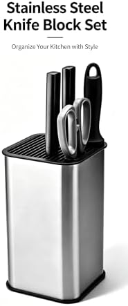Kitchen Knife Holder,Stainless Steel Universal Knife Block Holder,Edge-Protect Knife Storage Organizer,Space-Saving Knife Storage Countertop, Slotless Knife Holder Storage for Kitchen Counter (Black)