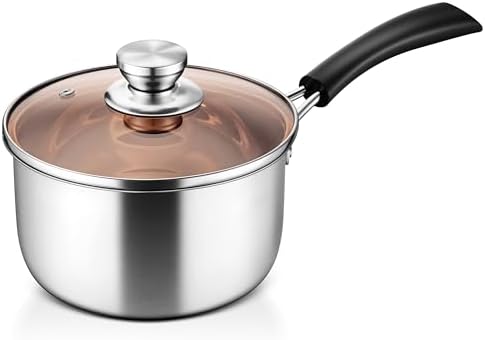 LIANYU 3QT Saucepan with Lid, Stainless Steel Sauce Pan, Induction Ready
