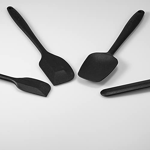 4-Piece Silicone Spatula Set with Stainless Steel Core, Black