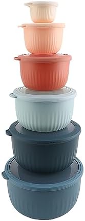 COOK WITH COLOR Prep Bowls with Lids- Wide and Deep Nesting Plastic Small Mixing Bowl Set with Lids, 12 Piece Set - Deep Bowls, Multicolor