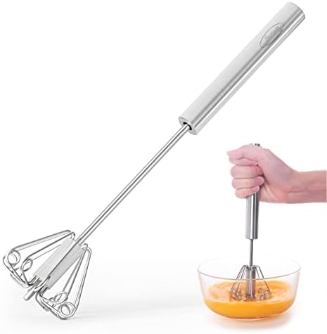 Newness Whizzy Whisk, Stainless Steel Semi Automatic Blender for Home -Versatile Tool for Egg Beater, Milk Frother, Hand Push Whisk - Kitchen Utensil for Blending, Whisking, Beating & Stirring