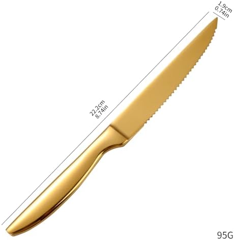 Gold Steak Knives Set of 8, Stainless Steel Kitchen Serrated Steak Knives