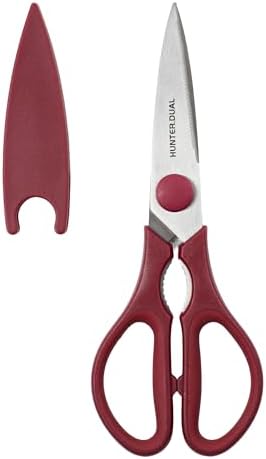 Kitchen Scissors for Food, HUNTER.DUAL Heavy Duty Come Apart Poultry Shears for Cooking, All Purpose for Cutting Chicken, Meat, Fish & Vegetables (Red, 8.35 Inch)
