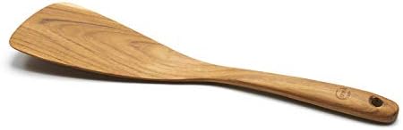 FAAY 11.5” Left-Hand Compact Wooden Spatula – Angled Teak Turner for Left-Handed Cooking, Flat Wide Blade for Stir-Fry, Flipping & Scraping, Handcrafted Thai Teak, Safe for Nonstick Cookware