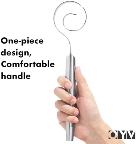 OYV 12-Inch Seamless Dough Whisk, 18/10 Stainless Steel, Danish Dough Whisk