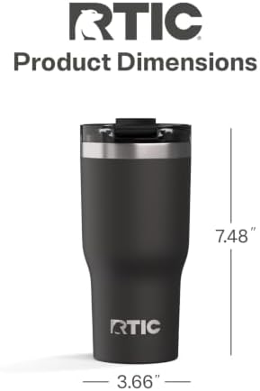 RTIC 20oz Essential Tumbler with Lid, Ceramic Lined, Black