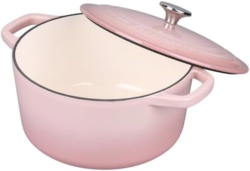 VORRINGARD Enameled Cast Iron Dutch Oven Pot with Lid, for Bread Baking, Round Bread Oven- include Sourdough Bread Baking Supplies set, 4.5QT, Pink