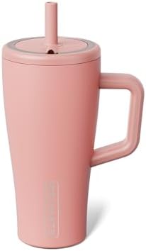 BrüMate Era 20 oz Tumbler with Handle and Straw | 100% Leakproof Insulated Tumbler with Lid and Straw | Made of Stainless Steel | Cup Holder Friendly Base | 20oz (Guava)