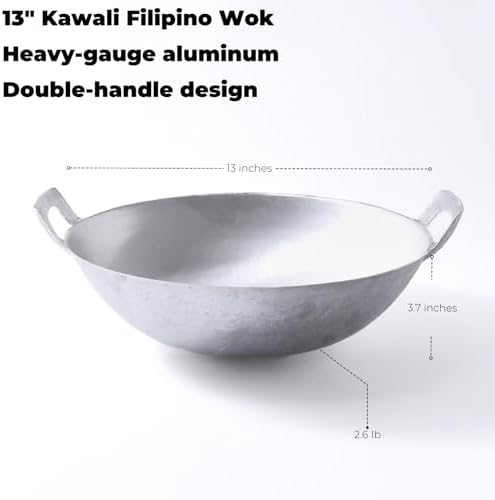 Kawali Filipino Wok, 13 in Aluminum Double-Handle Pan