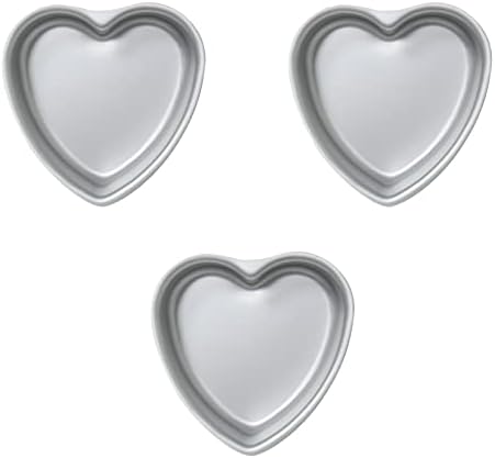 set of 3 Heart-shaped cake pan,6 inch heart-shaped cake tin, aluminum, for weddings, parties, family and other occasions cake (6 x 2 Inch,Set of 3)