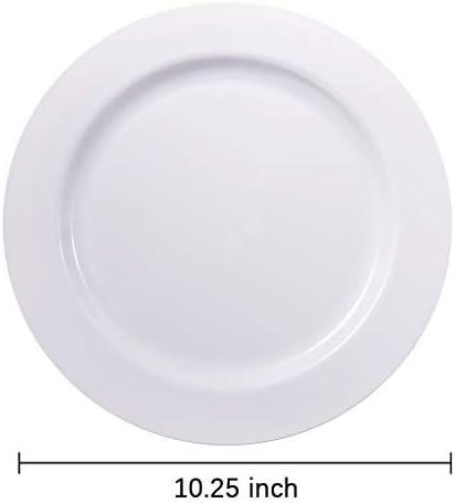 bUCLA 100PCS White Plastic Plates-10.25inch Disposable Dinner Plates-Premium Party&Wedding Plates