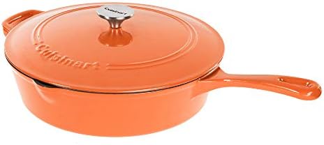 Cuisinart Chef's Classic Enameled Cast Iron Dutch Oven with Lid, Porcelain Enameled Interior, Oven Safe, Induction Compatible, 12-Inch, Chicken Fryer, Terracotta Orange