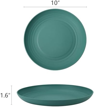 Homienly Dessert & Salad Set - Unbreakable Wheat Straw Plates, 8-10 inch, Reusable (Green Series)