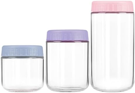 Overnight Oats Containers with Lids, 10 & 16 & 24 oz Wide Mouth Mason Jars with Lids, 3 Pack Glass Jars with Airtight lid for Chia Pudding Yogurt Salad, Meal Prer Oatmeal Jars