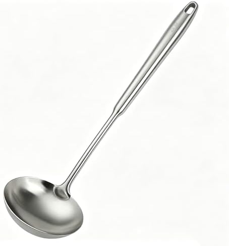 304 Stainless Steel Soup Ladle, Large Ladle with Long Hollow Handle, for Cooking, Stirring, Soup, Sauce, Dishwasher Safe (1, Soup Ladle)