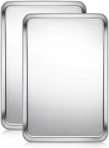 Terlulu Baking Sheet, Cookie Sheet, Stainless Steel Baking Pan, 2 Piece-19.6''x 13.8'' x 1.2'', Large Sheet Pan for Oven, Baking Tray for Baking&Roasting, Nonstick&Nontoxic&Easy Clean