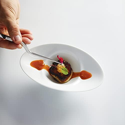 Mercer Culinary 18-8 Stainless Steel Precision Plus Chef Plating Tong, Offset, 6-1/2 Inch