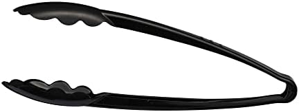[Black Tongs 9'' Inches] Plasticpro 9'' Serving Tongs Heavy Duty Reusable Kitchen and BBQ Black Serving Tong for party's, Caterings, Events, Buffet, Weddings, And every Day use Pack of 12