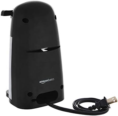 Amazon Basics 3-In-1 Electric Can Opener, Bottle Opener and Knife Sharpener with Stainless Steel Blade, Magnetic Lid Holder, Safe, Easy to Use, Powerful, Sleek Design, 50W, Black