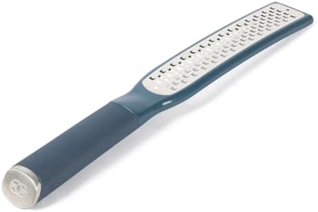 Calphalon Edge Stainless Steel Handheld Grater Lemon Zester W/Cover & Rubber Handle - Navy Blue