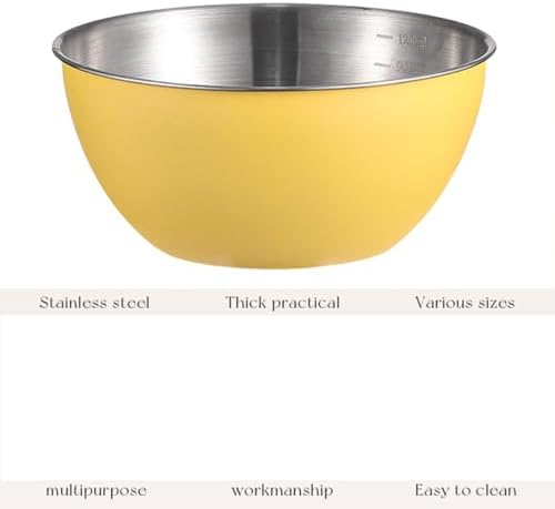 Stainless Steel Salad Bowls Set of 2 Mixing Bowl with Measurement Markings Snacks Bowls, 2.11 Quart Serving Bowls for Mixing, Cooking, Baking, Prepping and Home Kitchen Food Storage Bowls