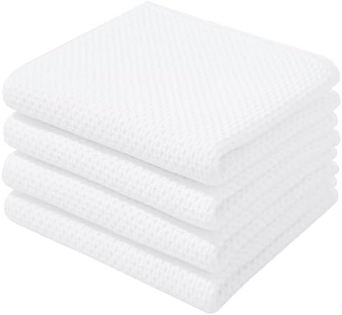 Homaxy 100% Cotton Waffle Weave Kitchen Dish Towels 4-Pack, White