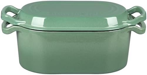 VORRINGARD Oval Dutch Oven Pot with Lid, Enamel Coating Cast Iron Bread Pans for Homemade Sourdough Bread Baking, Cooking, 4 Quart, Sage Green