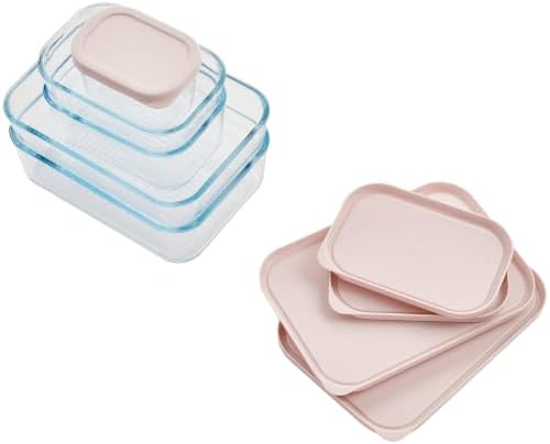 Glass Food Storage Containers with Lids - 22 Piece - 10.5 oz, 17.6 oz, 25.4 oz & 57.5 oz Sets Glass with BPA-Free Leak Resistant Stackable Lids - Microwave, Oven & Dishwasher Safe - Berry Blush