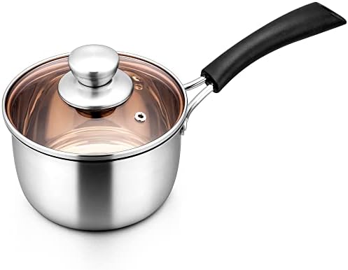LIANYU 1QT Saucepan with Lid, Stainless Steel Sauce Pan, Induction Ready