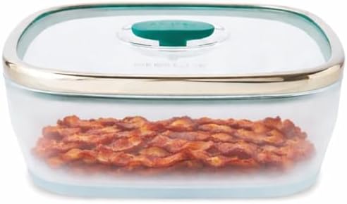 Anyday 10-Cup Square Glass Food Storage with Glass Lid | Plastic-Free Meal Prep & Microwave Cookware | Stackable Airtight Storage Container with Vented Lid for Microwave-Safe Reheating