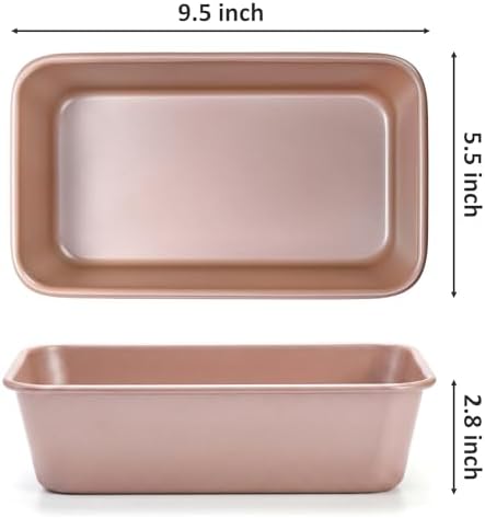 Elsjoy 4 Pack Non-Stick Loaf Pan, 9.5 x 5.5 Inch Champagne Bread Loaf Pans Carbon Steel Bread Tin Set for Baking, Metal Bakeware for Bread, Meatloaf, Cake