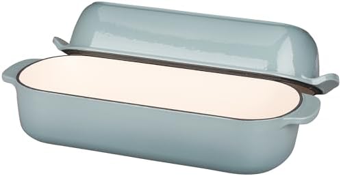 EDGING CASTING Enameled Cast Iron Loaf Pan with Lid, Bread pan, Dutch Oven Bread pan for Homemade Sourdough Bread Baking, 12.5x5.5 inch, 5qt, Seasalt