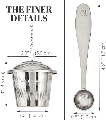 Tea Infuser Set of 2 with Tea Scoop & Drip Trays, Loose Leaf Tea Strainer