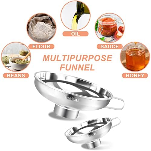 Anaeat Stainless Steel Canning Funnel with Handle for Wide and Regular Jars & Canning Jars, Wide-Mouth Funnels Excellent for Transferring Liquid and Dry Ingredients, Large Solids, Oil, Beans & Jams