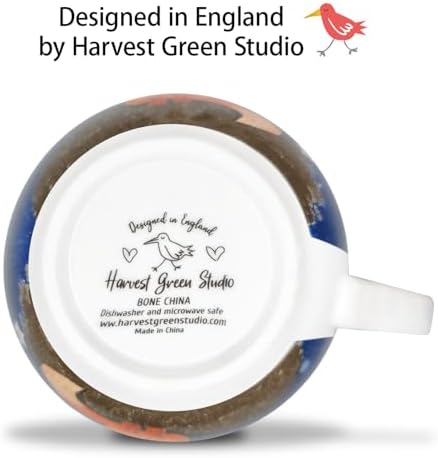 I Love You to the Moon and Back Mug, Premium 20 oz Bone China Coffee Mug, Romantic Gift for Her or Him, Valentine's Day, Anniversary, Birthday, Designed in England by Harvest Green Studio