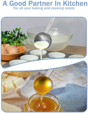 Teaspoon Measuring Spoons, 10mL (10 cc | 1/3 oz) Stainless Steel Teaspoon Scoop, Long Handle Metal Measuring Spoons for Cooking,Baking (0.35 OZ)