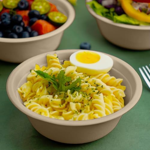 JINVOGREEN 200 Count 16 oz Compostable Paper Bowls Disposable, Natural