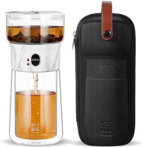 ZENS Modern One Touch Tea Maker, Glass Tea Infuser Pot for Loose Leaf Tea