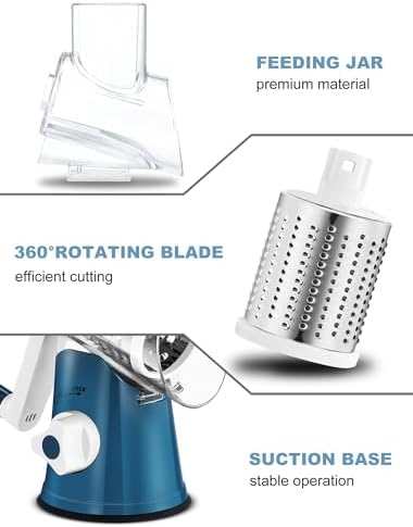 GDL Cheese Grater Hand Crank, Rotary Cheese shredder, Vegetable Slicer