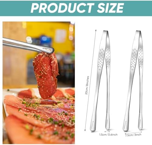 meekoo 6 Pcs Stainless Steel Korean BBQ Grill Tongs