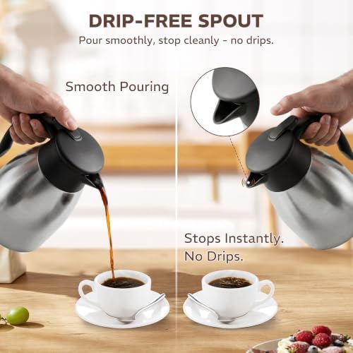 Thermal Coffee Carafe for Keeping Hot – 34OZ Insulated Small Coffee Pot