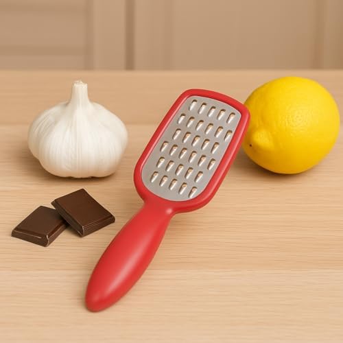Mini Stainless Steel Grater with BPA-Free Handle – 5-Inch Cheese, Garlic, Nutmeg, Chocolate, Citrus Zester – Compact Handheld Grater for Kitchen, Baking, Cooking by Dependable Industries