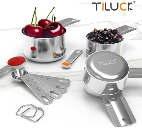 TILUCK Stainless Steel Measuring Cups & Spoons Set,Coffee Scoop Spoon