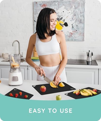 July Home Cutting Board Alternative for Kitchen - Extra Thick Flexible Plastic Cutting Board Set of 3, Non-Slip, BPA-Free, Easy to Clean, Colored Cutting Mats for Cooking, Durable Chopping Sheets