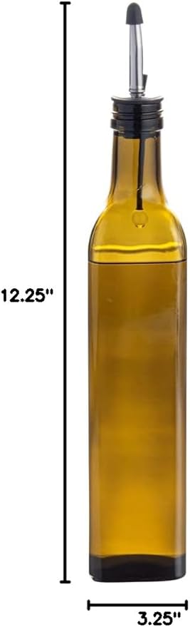 Restaurantware RW Base 16.9 Ounce Olive Oil Dispenser 1 Kitchen Oil Dispenser Bottle - With Stainless Steel Pourer Non-Leaking Amber Glass Olive Oil Pourer For Cooking Or Salad Dressings