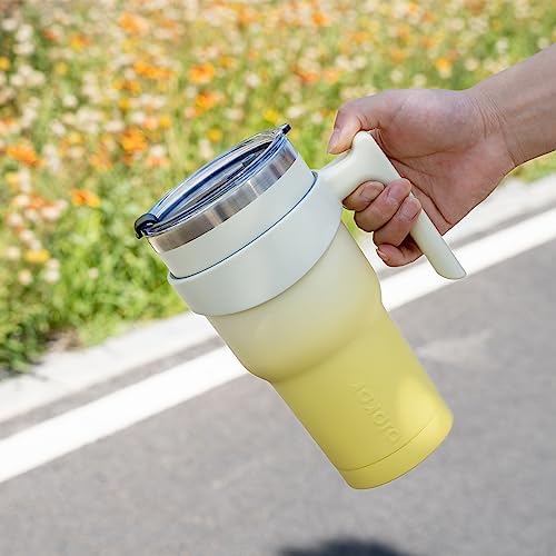 BJPKPK 30 oz Tumbler with Handle & Straw, Insulated Stainless Steel Mug