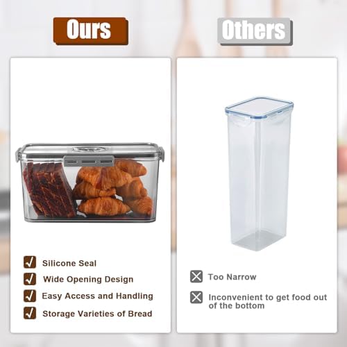Gifhomfix Bread Box Bread Boxes for Kitchen Counter Airtight, Time Recording Bread Storage Container with Lid, Bread Keeper for Homemade Bread, Toast, Bagel, Donut and Cookies, LARGE Dark Grey