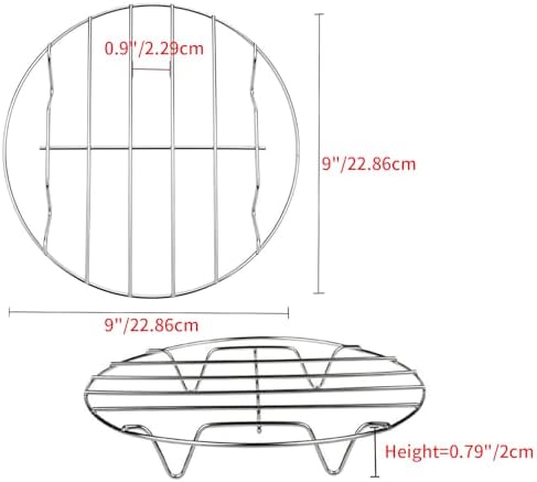 TamBee 9 Inch Round Cooling Racks for Cooking and Baking 304 Stainless Steel Cooling Racks Baking and Cooling Steaming Rack w Stand Cookware for Air Fryer Pressure Cooker Canning